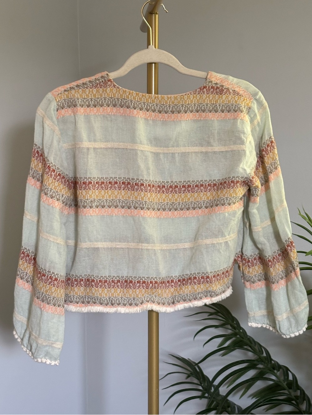 Zara Pastel Striped Button-Front Blouse - Picture 8 of 15